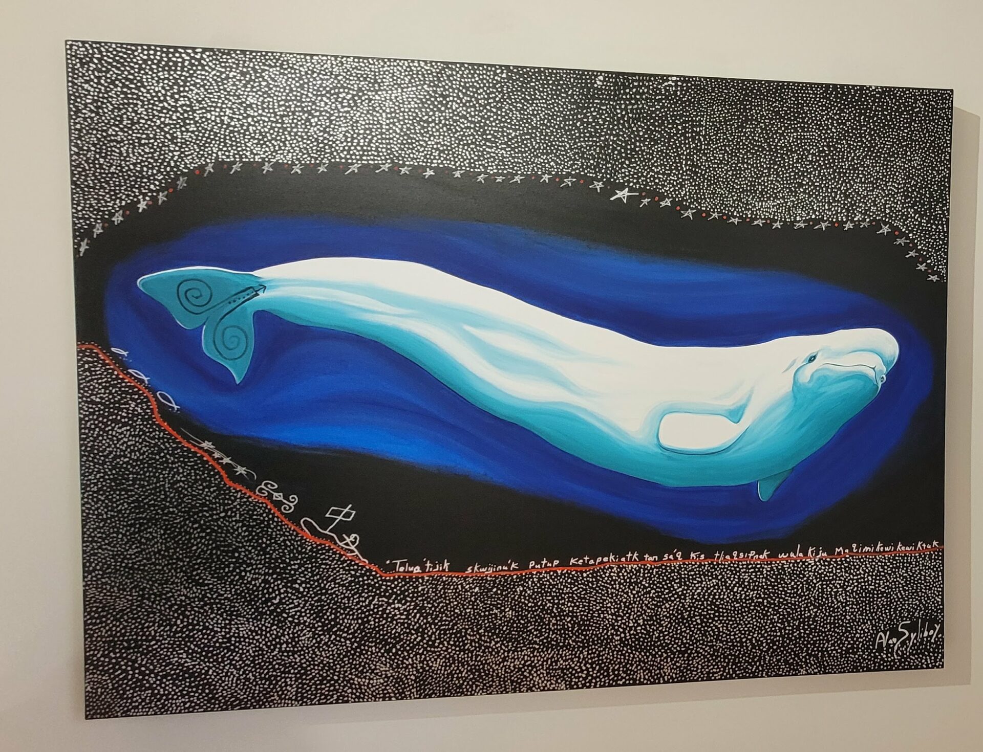 Représentation d'un beluga par un(e) artiste Mi'kmaq